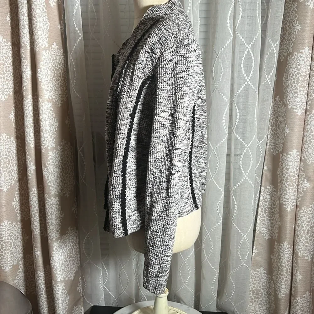 Nic & Zoe Black & White Open Front Cardigan - Size Medium